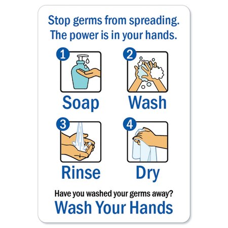 SIGNMISSION Public Safety Sign, Stop Germs, 24in X 36in Decal, 36" W, 24" L, Stop Germs, Stop Germs OS-NS-D-2436-25580